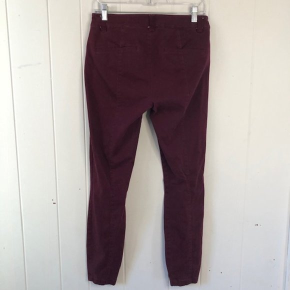 Loft Burgundy Skinny Ankle Pants with Zipper Pockets - Picture 2 of 11